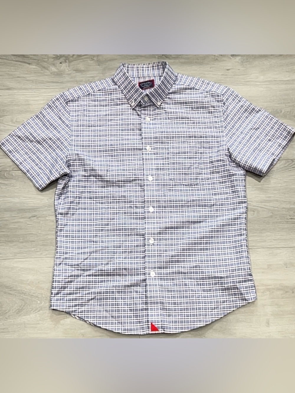 UNTUCKit Mens Small Blue Plaid Short Sleeve Slim Fit Button Down Shirt Cotton